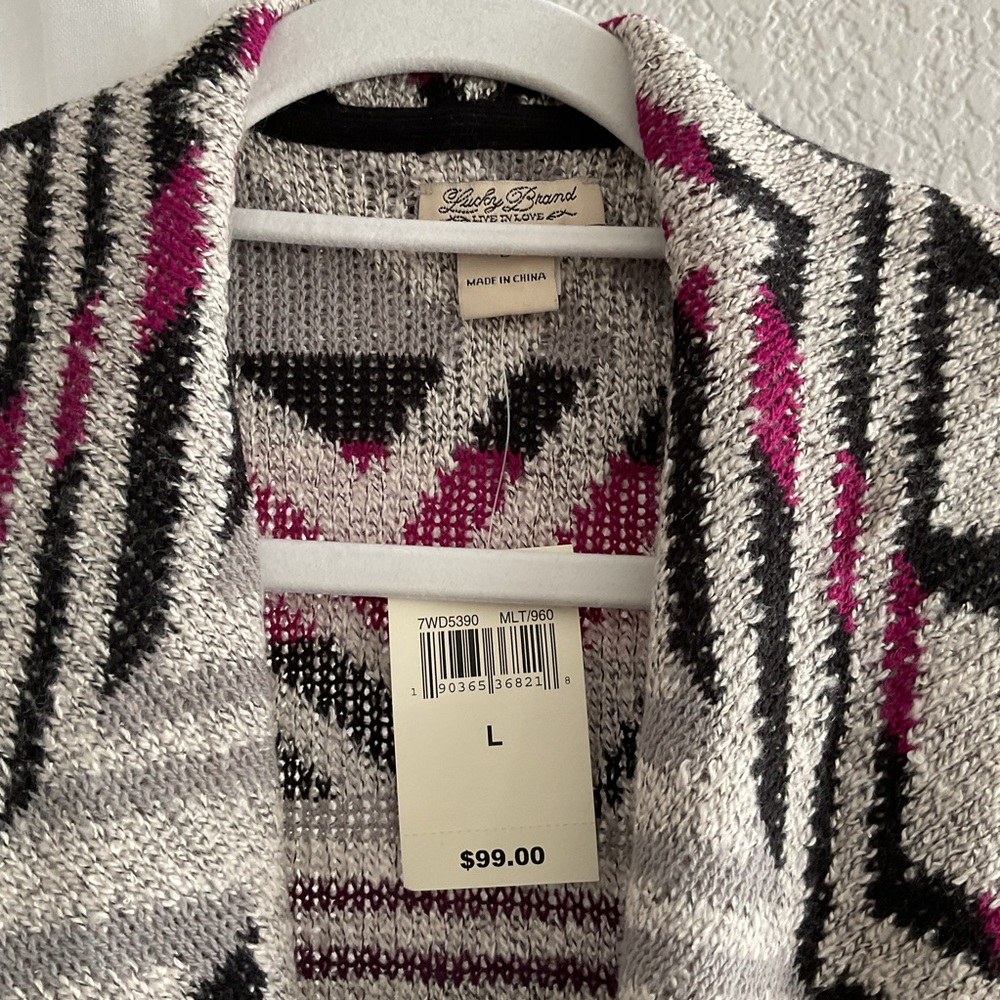Lucky Brand Geometric Open-Front Women's Sweater Cardigan - Picture 3 of 8